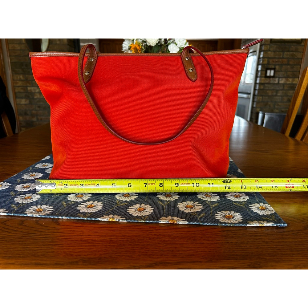 Coach Sawyer Orange Nylon Tote Leather Trim Shoulder Bag Large - Picture 6 of 11